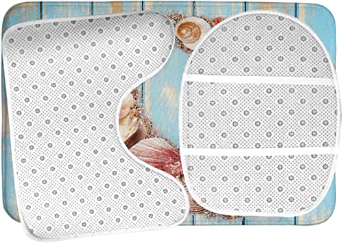 Badezimmerteppich-Set, 3-teilig, Buchstabe Q, Verschiedene Meerestiere, Tropische Farben, waschbare Badeteppiche, rutschfest, mit Rückenpolster, Konturteppich und Toilettendeckelbezug – Bild 6