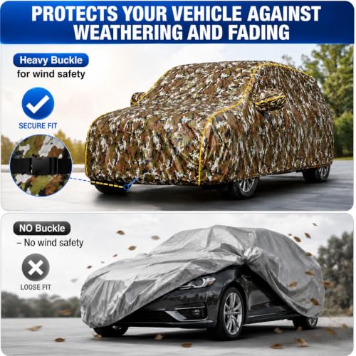 Image of Waterproof Car Cover for Innova Crysta New | Soft Cotton Lining Heavy Duty Triple Stitched Heat Resistant Outdoor Cover Comes with Mirror and Antenna Pocket Full Bottom Elastic (Zig Zag Jungle)