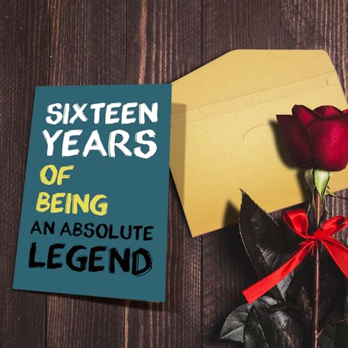 Nchigedy Funny 16th Birthday Card for Boys, 16 Years Old Birthday Card for Son Grandson, Happy 16th Birthday Card for Him, Sixteen Years Of Being An Absolute Legend