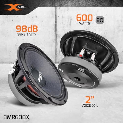 Image of PRV AUDIO 8 Inch Midrange Speaker 8MR600X, 600 Watts, 8 Ohm, 2 in Dual Layer Voice Coil, Pro Audio Speaker (Single)