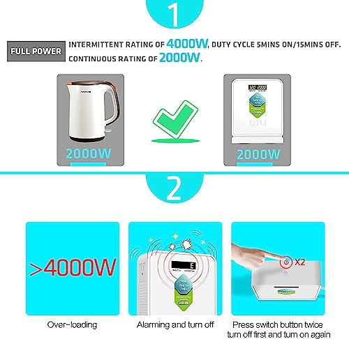 Image of UMI 2000 Watt Step Up Voltage Converter 110V to 220V Transformers, Used in 110V /120V Countries, Convert from 110-120 Volt to 220-240 Volt - CE & CQC Certified