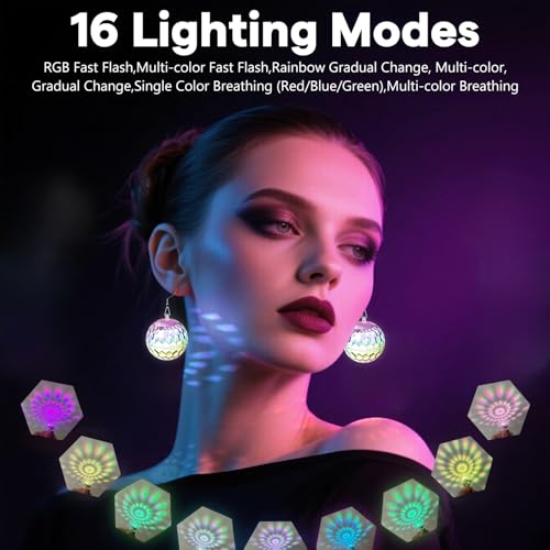 Disco Ball LED Earrings -16 Light Modes Rechargeable Lighting Up Earrings, 70s 80s Flashing Neon Drop Earring for Women, Glow in the Dark for Halloween Christmas Dance Rave Party Glowing up Gifts2