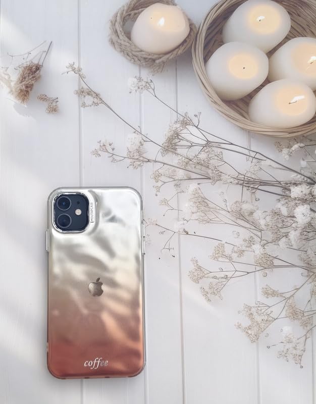 Image of COVERLY Luxury Coffee Ombre iPhone 15 Pro Max Case - Gradient Brown Soft Silicone Back Cover with Chrome Camera Ring & Silver Logo | Slim Shockproof Designer Mobile Case for Girls & Women