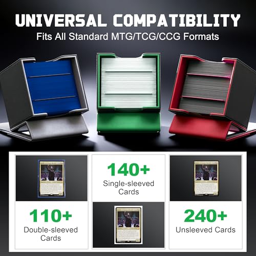 Image of Kabinka MTG Deck Box with Window, Commander Deck Box for Trading Cards, Holds 110+ Double Sleeved Cards, Fits TCG CCG EDH (Black Green)