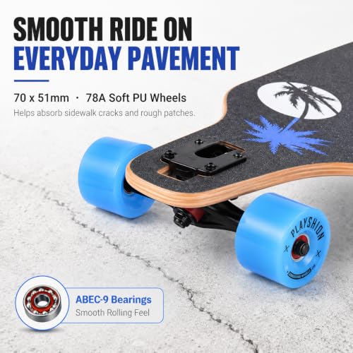 Image of Playshion 39 Inch Drop Through Longboard Skateboard for Beginners
