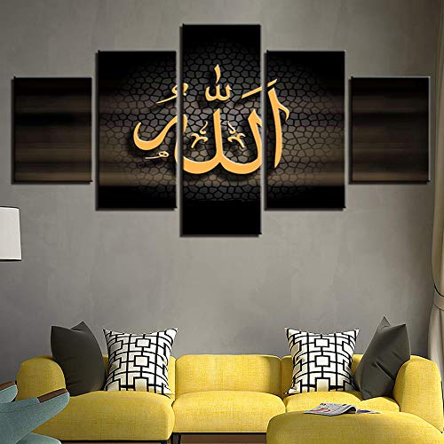 Image sur verre calligraphie impression toile 5 pièces pour grand mur