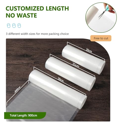 Miniatura 2 de Diboniur Bolsas Vacio Alimentos, 3 Rollos Bolsas Envasar Al Vacio 20 25 28x300 Cm, Rollos Al Vacio Para Envasadora Al Vacio, Bolsas Vacio Para Sous Vide Cocina Y Conservación Alimentos