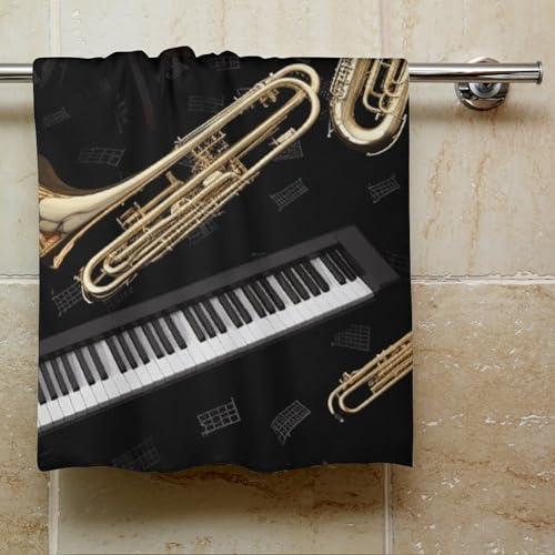 Serviette de bain en microfibre 72x35 cm avec imprimé instruments de musique pour les mains