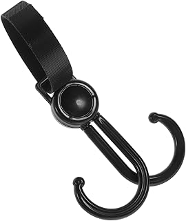 FONDOTIN Gancho de bicicleta para carrinho de compras ao ar livre Carrinho de compras portátil Carrinho de compras ao ar livre Gancho de saco de compras Ganchos de pendurar para carrinho de bebê Suprimentos pretos ajustáveis de plástico