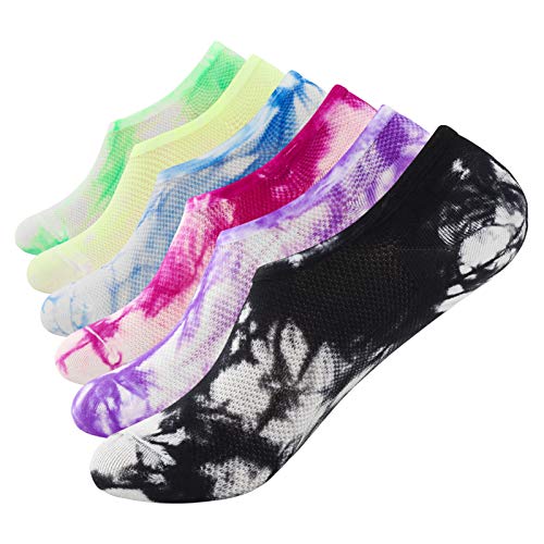 Women No Show Socks,6 Pairs Low Cut Invisible Liner Non Slip Footie for Flats, Sneakers, Loafers (Multicolored)