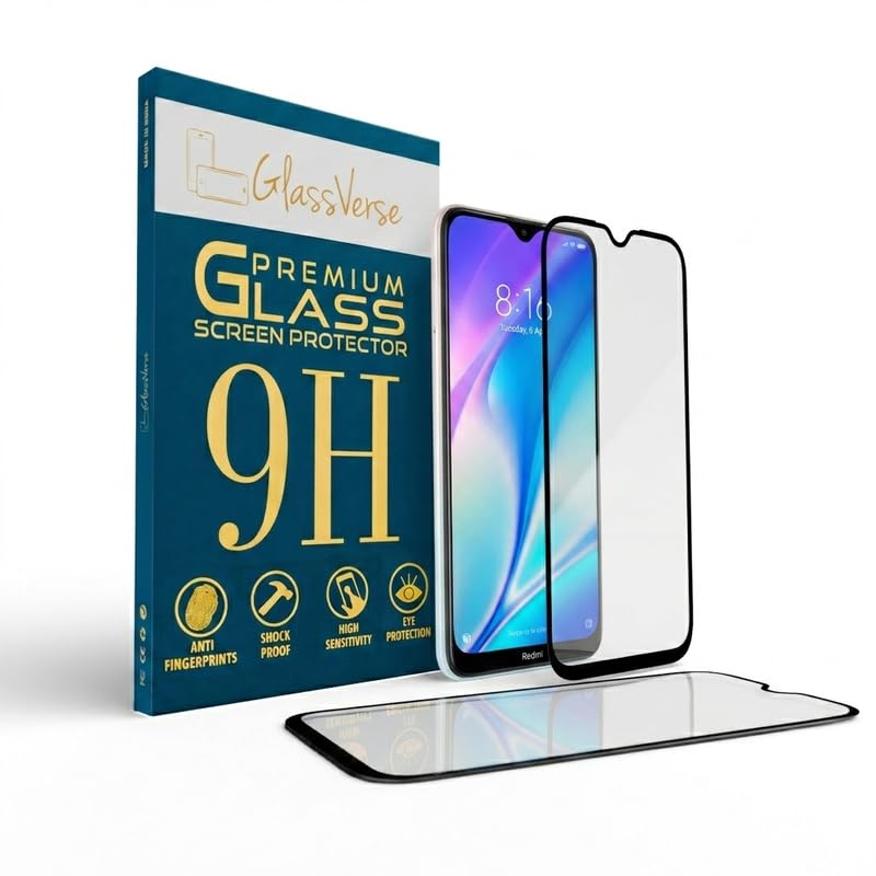Image of GlassVerse 9H Gorilla Tempered Glass for Redmi 8A | HD Clarity Screen Protector, Ultra Strong 9H Protection, Edge to Edge, Case Friendly, Hassle-less Installation Kit Included. (Pack of 2)