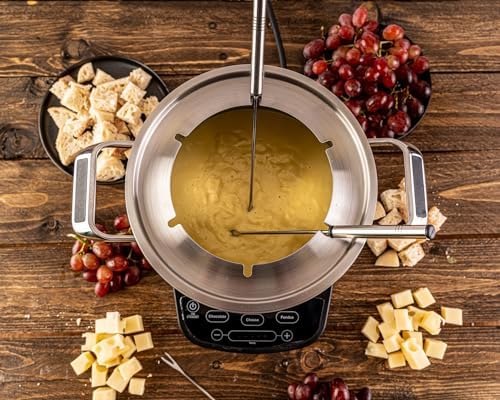 Bild 3 - ROMMELSBACHER Elektro Fondue Set F 1200 - Fonduetopf aus Edelstahl (2,5 Liter), 6 Fonduegabeln, 3 Programme, extra langes Kabel, hohe Temperaturgenauigkeit, 1200 Watt