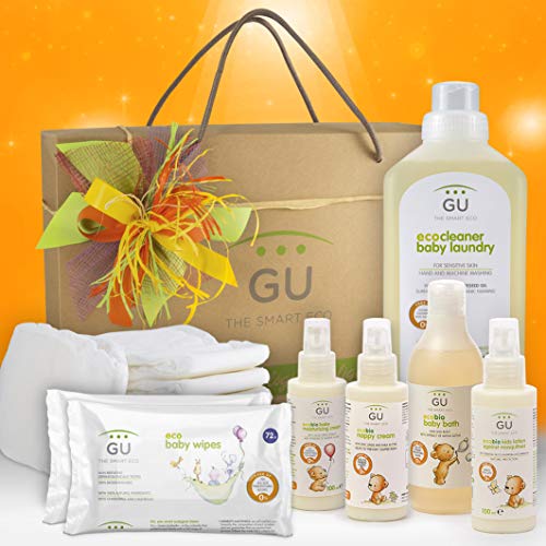 Canastilla Bebé Ecológica COMPLETA- Regalo bebé - Regalo recién nacido- Con 50 pañales- Pieles sensibles - ¡Sin tóxicos!