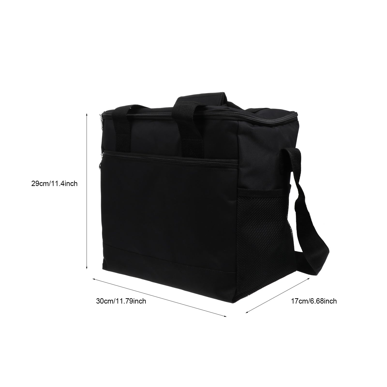 Große Thermotasche für Picknick und Schule Isolierte Lunch Tasche aus Oxfordstoff mit Aluminiumfolie Schwarz Hält Speisen Warm und Frisch