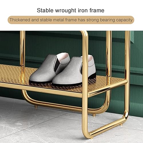 Banc à chaussures en velours pour entrée chaleureuse et salon accueillant