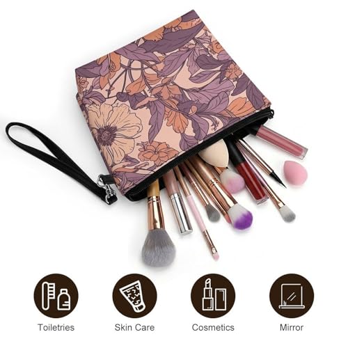 Bolsa de maquillaje de flores de melocotón claro para cosméticos de mujer 5