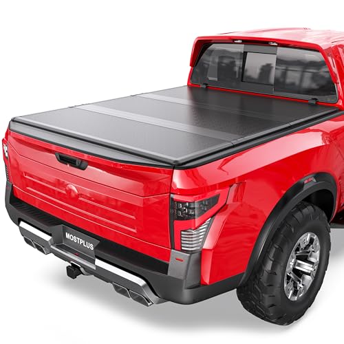Image of MOSTPLUS 6FT FRP Tri Fold Hard Truck Bed Tonneau Cover Compatible for 2005-2026 Nissan Frontier 3 Folding Fleetside Fiberglass 3 Folding Bed Cover 72Inch