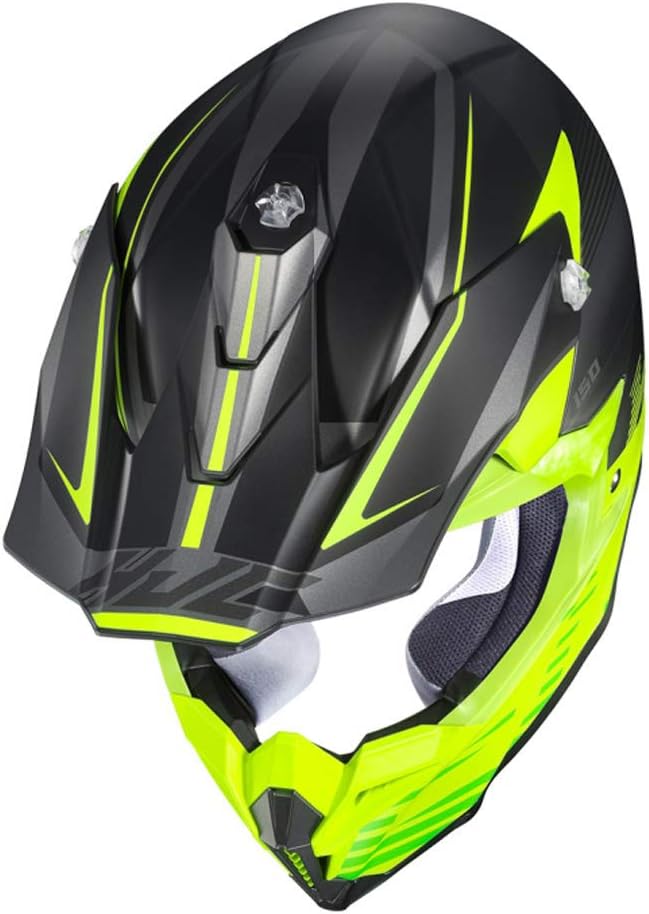 Top view of the HJC i50 Off-Road Helmet, showing the top ventilation system and peak attachment points.