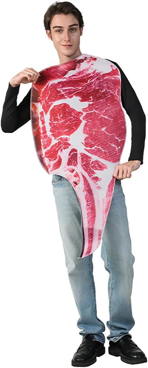 DSplay Adult Beef Costume Funny Food Meat Tunic Halloween Costumes