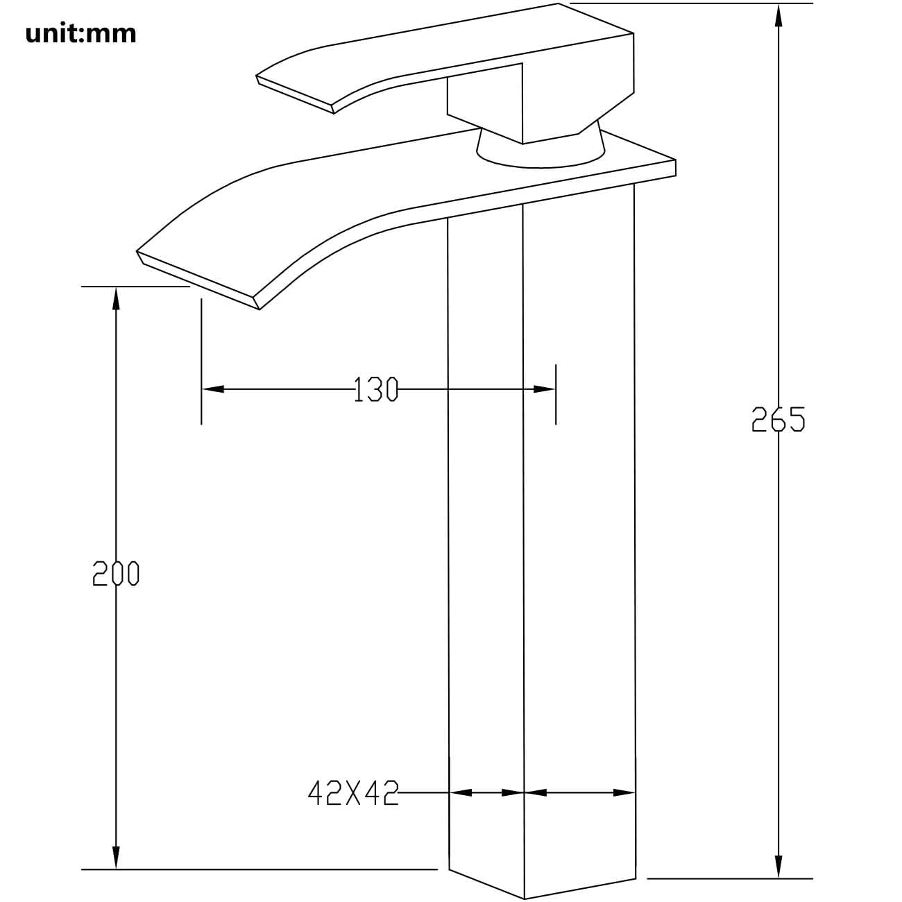 ONECE Grifo Lavabo Oro de Cascada Alto, Grifería de Baño de Encimera | Mezclador Monomando de Acero Inoxidable 304, Agua Fría y Caliente, Sin Plomo, Diseño Elegante, Dorado Cepillado