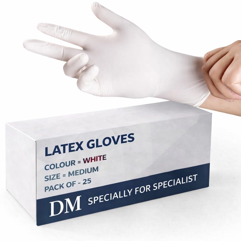 Latex Gloves White Medium Size Disposable Examination Gloves