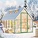 Takywep 6 x 9 FT Walk-in Outdoor Greenhouse with Polycarbonate Panels, Heavy Duty Aluminum Frame Greenhouse Kit with Lockable Door, Adjustable Roof Vent & Large Interior for Garden Planting, Green