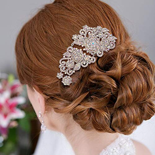 EVER FAITH Damen Haarkamm österreichischen Kristall 6 Zoll Vintage-Stil Hochzeit Blume Haare kämmen