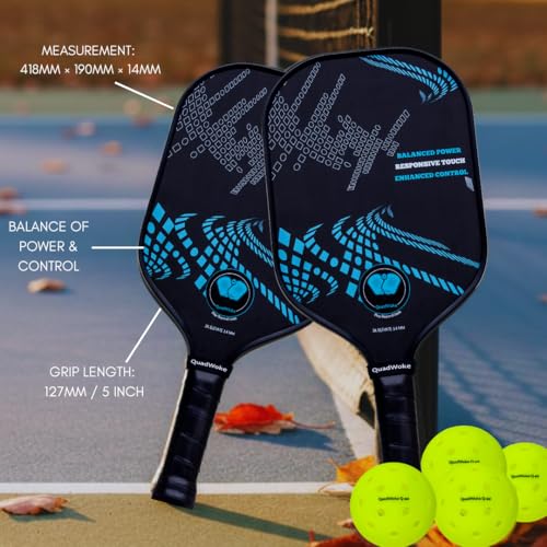 Image of RAW Carbon Fibre | Thermoformed Pickleball Paddle | Carbon Friction Surface | Comfort Grip Handle Racket | Pickle Ball Racket | Blue