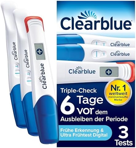 Clearblue Schwangerschaftstest Triple-Check Ultra Früh Kombipack, Ergebnisse 6 Tage früher, 3 Tests