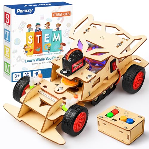 Poraxy STEM Kits for Kids 8-10, STEM Toys for Boys Age 8-12, Remote Control Car, Wooden 3D Puzzles...