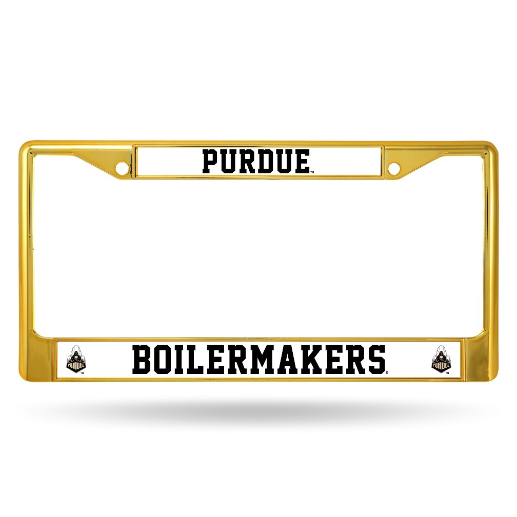 Rico Industries NCAA Purdue Boilermakers Team Colored Chrome License Plate Frame, Gold