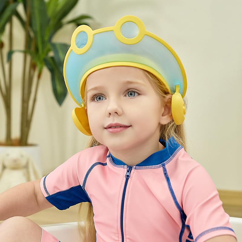 Image of Baby Shower Cap Washing Hair Visor Shield Kids Bath Shampoo hat Toddler Prevents Water from Pooling in Face (Blue pilot)