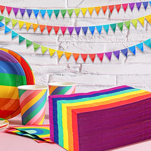 60 Pieces Pride Rainbow Guest Napkins Colorful Stripes Paper Napkins Rainbow Flag Paper Hand Towels Disposable Dinner Napkins For Gay Pride Day Month Lgbt Dining Party Supplies, 7.9" X 4.3" #TOP4