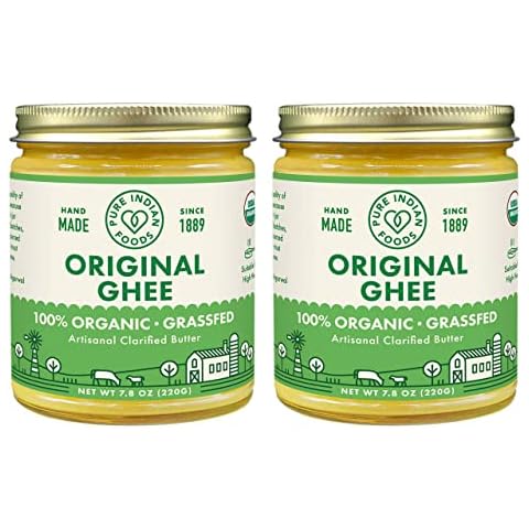 Grassfed Organic Original Ghee - by Pure Indian Foods, 7.8 oz, Pasture Raised, Gluten-Free, Non-GMO, Paleo, Keto-Friendly (Pack of 2) Cover