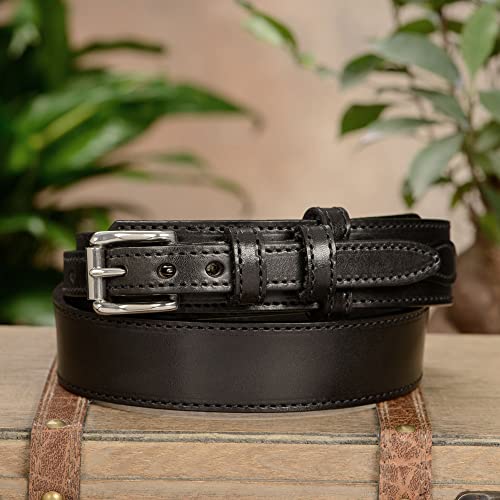 Bullhide Belts Mens Leather Belt For Work, Casual, Dress, 1.50" Wide, Black, 40" #TOP3