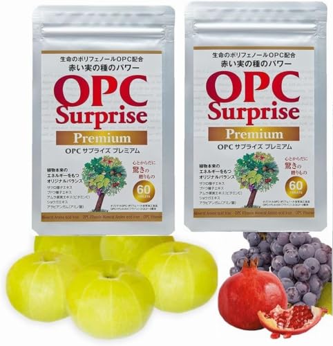 OPCサプライズ プレミアム 60粒入り 2パックセット 高純度ポリフェノールOPCザクロ ブドウ アムラ果実 生姜