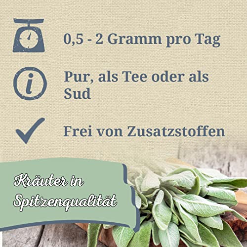 Krauterie Salbeiblätter Hund, Einzelfuttermittel für Hunde (100 g), Salbeiblätter Geschnitten in Spitzenqualität