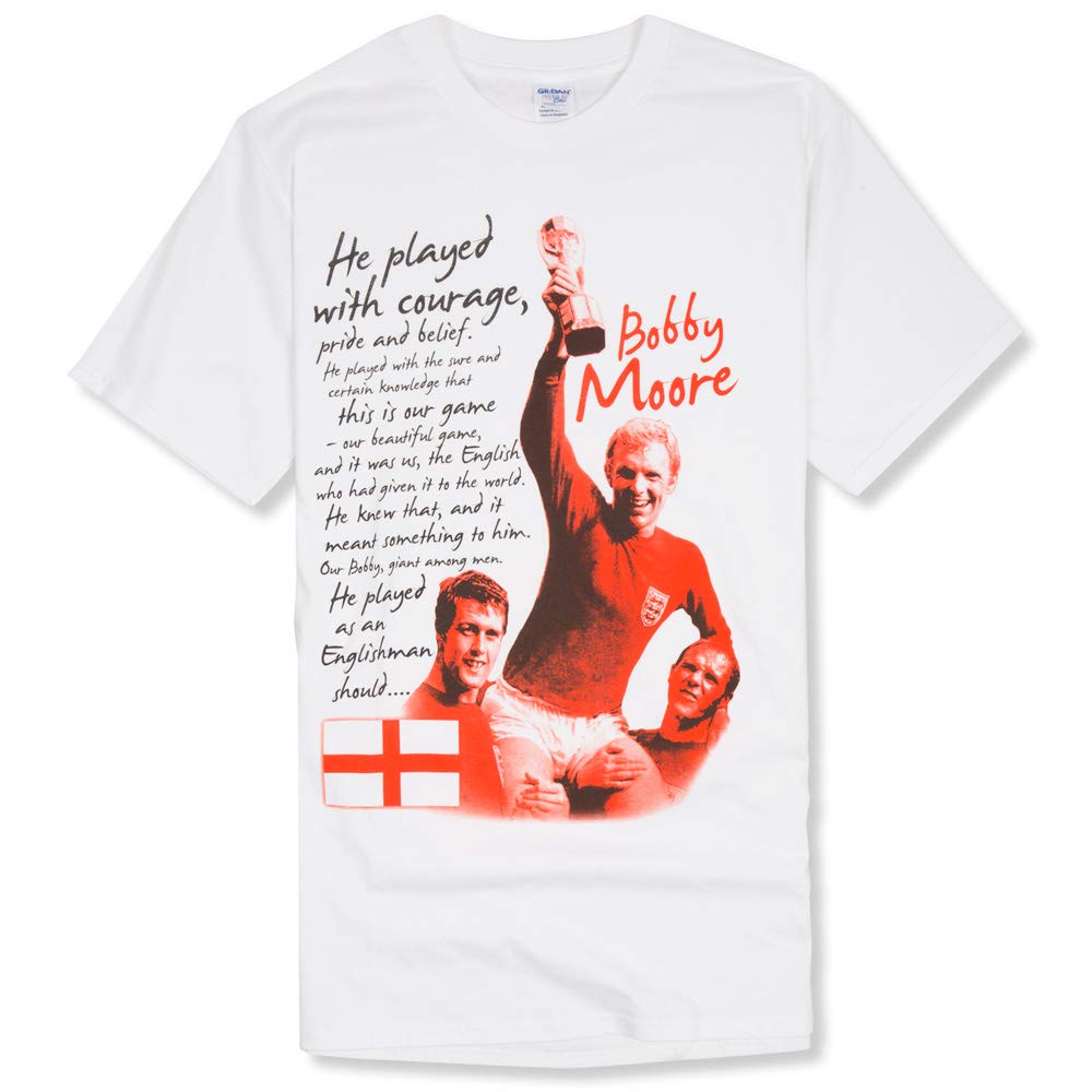 Senlak Our Beautiful Game Bobby Moore England T-Shirt (L) White