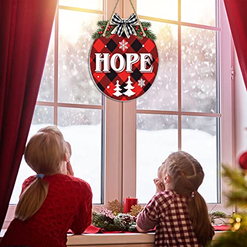 6 Pcs Christmas Hanging Sign Decorations Red And Black Plaid Wreaths Door Sign Plastic Round Peace Joy Love Decorative Sign With Rope For Xmas Holiday Party Front Door Windows Walls Decor Supplies #TOP5