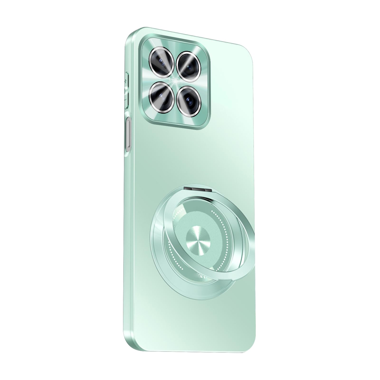 FDUJINH Kickstand Case for Xiaomi 17 Max, Magnetic Cover Full Lens Protection Shockproof Rotating Ring Holder PC Shell,Green,17Max