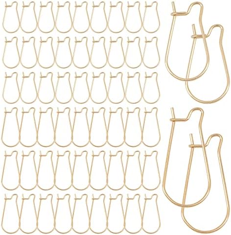 CREATCABIN 1 Box 60pcs Earring Hooks Stainless Steel Kidney Ear Wire Hook Earring Findings for Jewelry Making Earrings Accessories DIY Golden