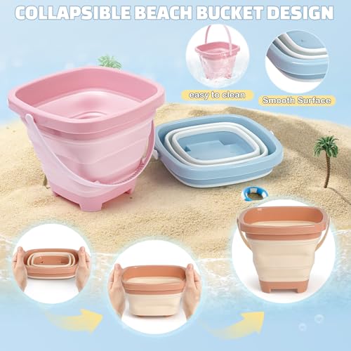 Image of Dreamon Sand Toy Beach Toy Children, 18 Pieces Travel Sand Toy with Foldable Bucket, Sandpit Beach Toy for Children from 1 2 3 4 5 Years Girls Boys