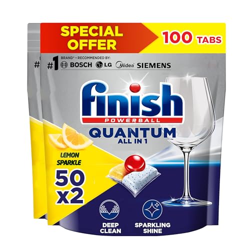 Finish Quantum Dishwasher Tabs – Lemon Sparkle, 100 Count