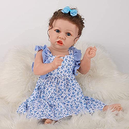 MWKL Nettes Reborn Baby 58cm Reborn Puppe Simulationspuppe Lebensechte Vollsilikon Körper Wiedergeburtspuppe 22 Zoll… – Bild 4