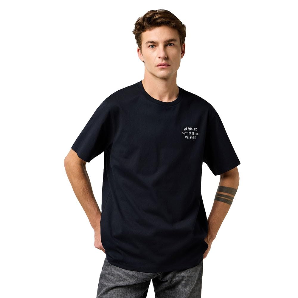 Wrangler Men's Embroidery Tee T-Shirt, Black, XL