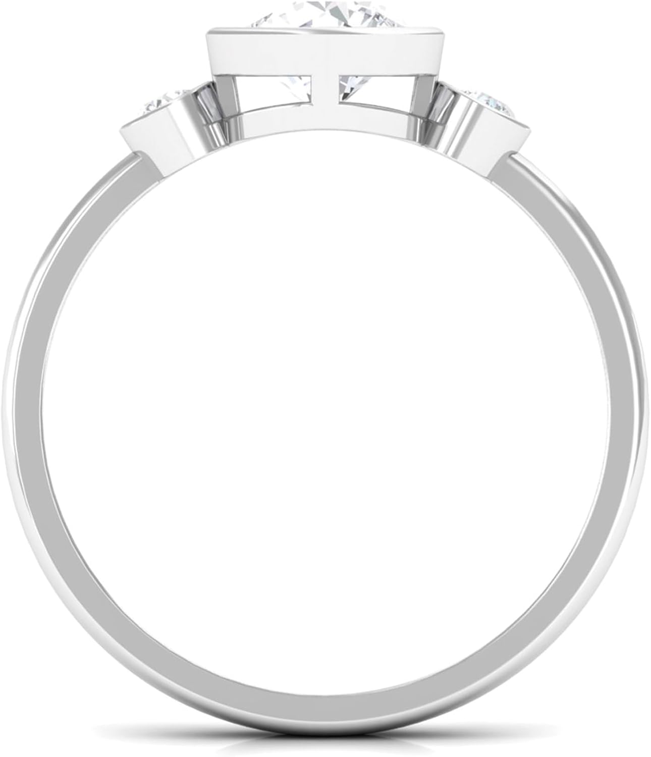 Certified Lab Grown Diamond Bezel Set Engagement Ring, Ef-Vs Quality, Diamond Past Present Future Ring - With Gift Box