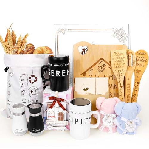 House Warming Gifts New Home-14 Pcs New Home Gift Ideas for Couple Friend Women Men, Housewarming Gift Basket for New Apartment, Closing Gifts for Home Buyers