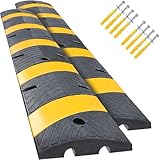 OranLite 6' Ft 72' Inch Heavy Rubber Speed Bump Hump, 1-Piece Integrated Cable Cover Ramp, Installation Parts Included, Road Safety Bumps for Garage Parking Lot, Speed Control (72' Speed Bump x 2Pcs)
