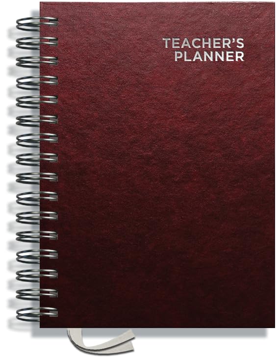 Teacher Planner 2026-2027 A5 size by Pirongs | 5 Lesson Planner for Teachers | Page a day | DATED, Hardback, Wiro-bound Teachers Planner - Burgundy โ image 1