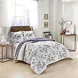 MARBLE HILL Jasmeen Bedding Set with 2 Coordinating Shams, Queen, Purple